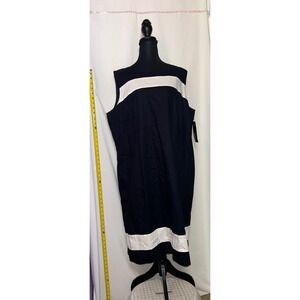 Rafaella Woman Navy White‎ Stripe Sleeveless Sheath Dress Size 20W